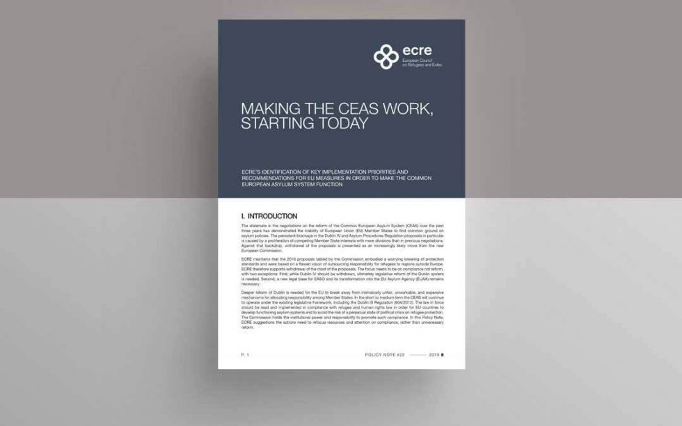 ECRE Policy Note: Making the CEAS Work, Starting Today | European ...