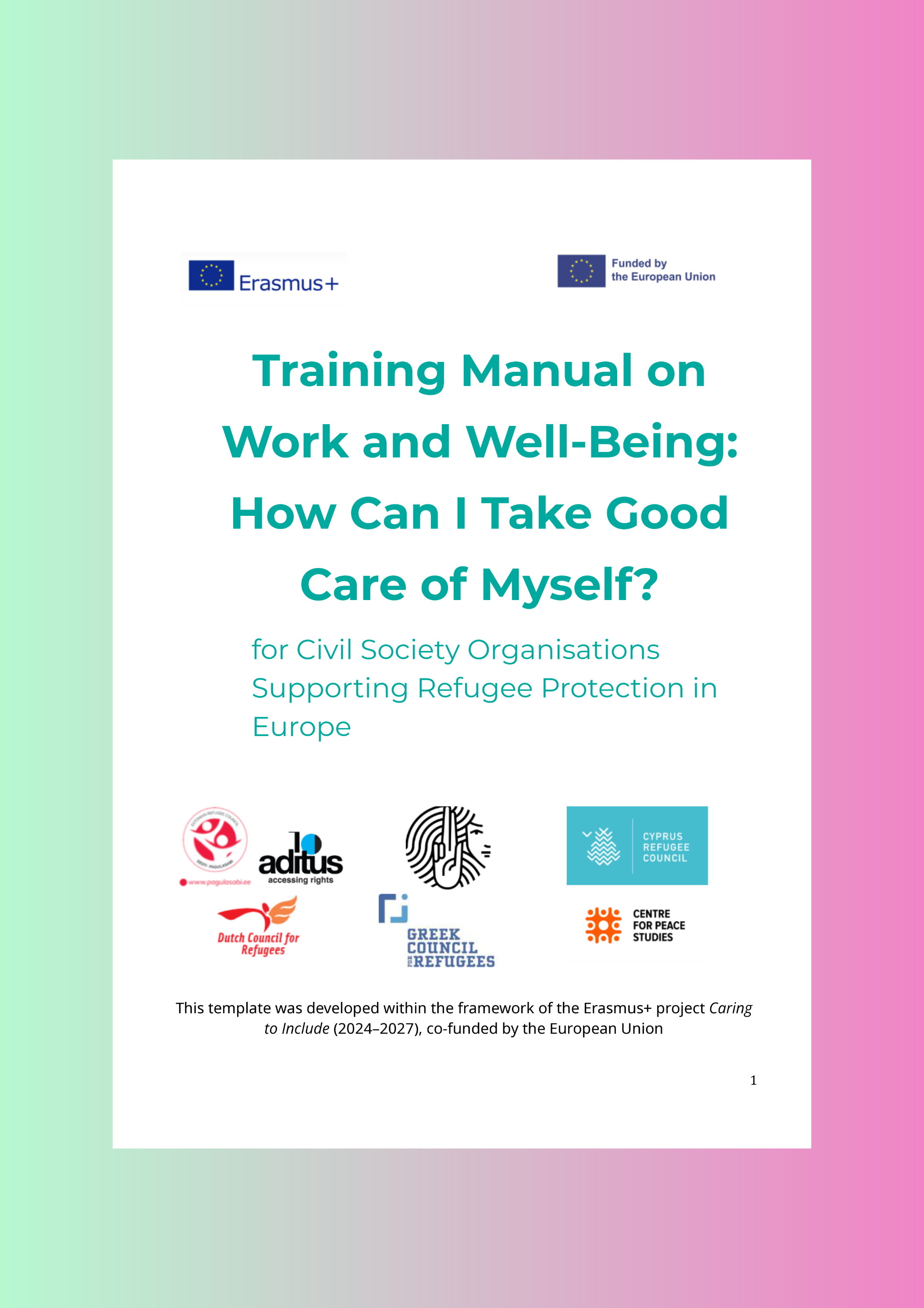Caring to Include Toolkit 1 Part 1 Training Manual on Work and Well-being_Image
